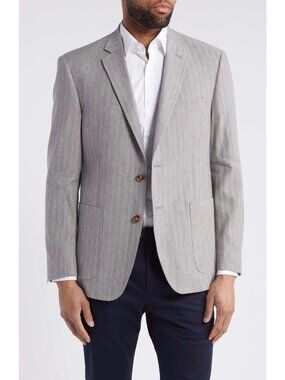 Billy Reid Men's Stretch Linen & Cotton Sport Coat Blazer Jacket Grey Size 46R